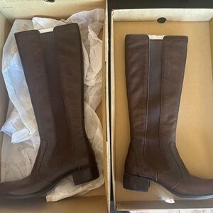 Brown Leather Knee-High Boots